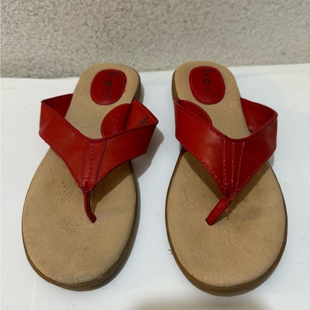 boc Red Leather Thong Sandals